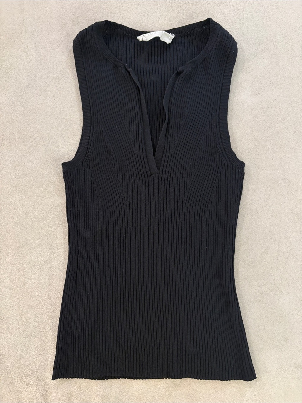 Everlane Black Ribbed V-Notch Tank